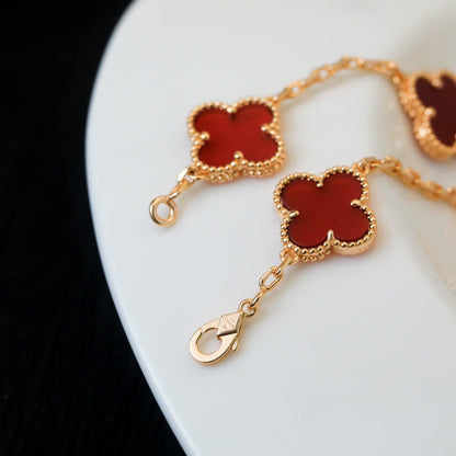 [Valéa jewellery]CLOVER 5 MOTIFS RED AGATE  BRACELET