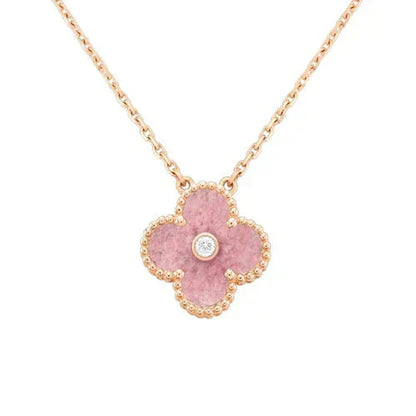 [Valéa jewellery]CLOVER 15MM DIAMOND RHODONITE NECKLACE