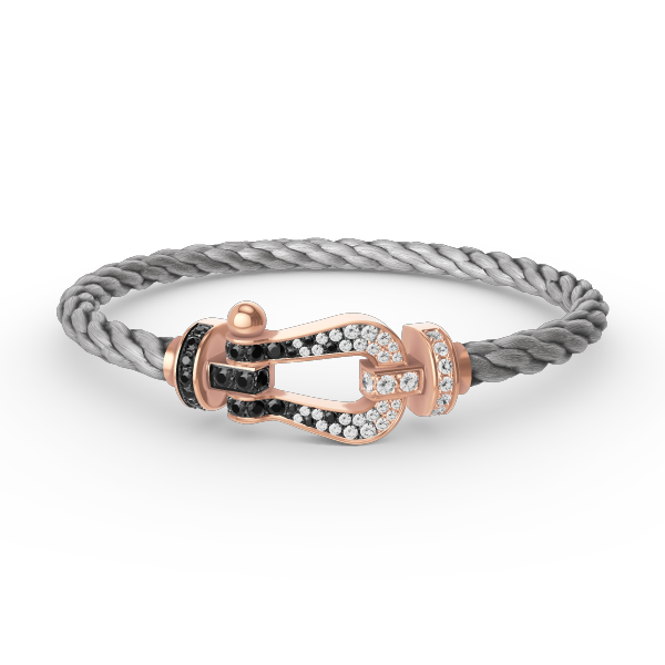 [Valéa jewellery]FORCE LARGE HORSESHOE BLACK WHITE DIAMOND BRACELET ROSE GOLD