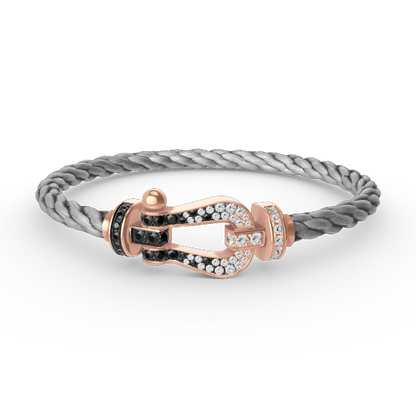 [Valéa jewellery]FORCE LARGE HORSESHOE BLACK WHITE DIAMOND BRACELET ROSE GOLD