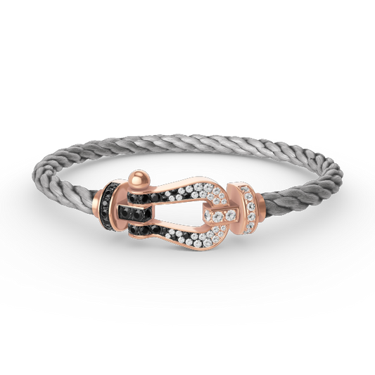 [Valéa jewellery]FORCE LARGE HORSESHOE BLACK WHITE DIAMOND BRACELET ROSE GOLD