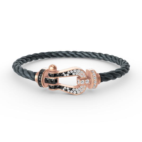 [Valéa jewellery]FORCE LARGE HORSESHOE BLACK WHITE DIAMOND BRACELET ROSE GOLD