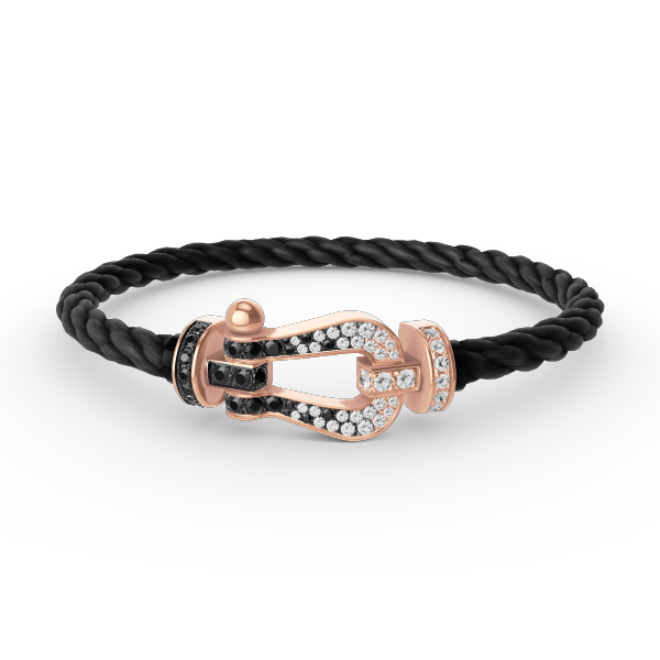 [Valéa jewellery]FORCE LARGE HORSESHOE BLACK WHITE DIAMOND BRACELET ROSE GOLD