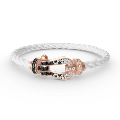 [Valéa jewellery]FORCE LARGE HORSESHOE BLACK WHITE DIAMOND BRACELET ROSE GOLD