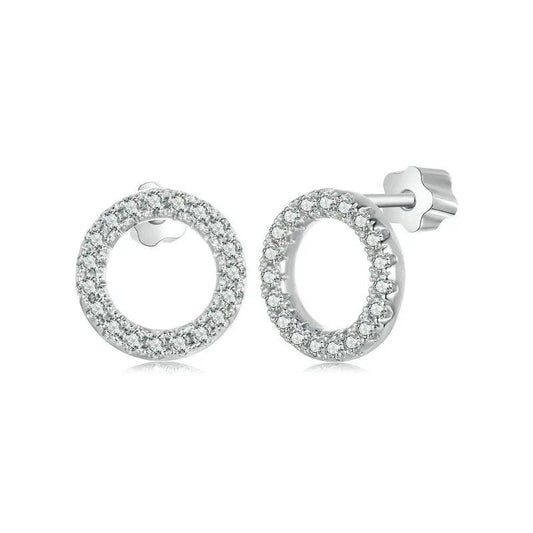 Forever Clear Moissanite Circle Round Stud Earrings