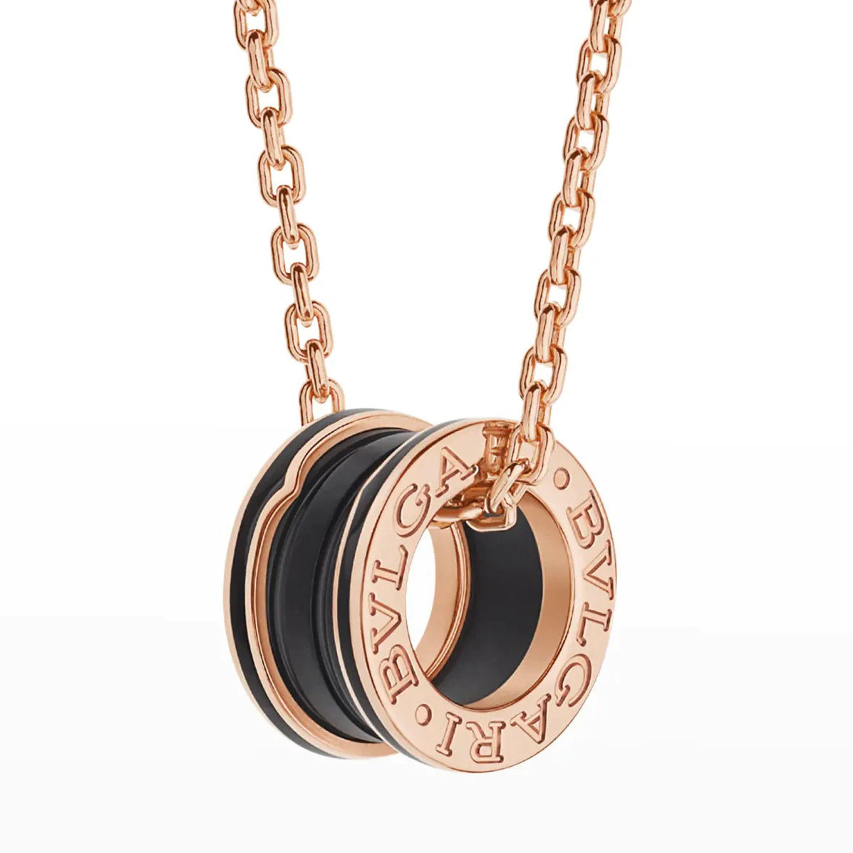 [valéa jewellery]ZERO 1 BLACK CERAMIC PINK GOLD NECKLACE