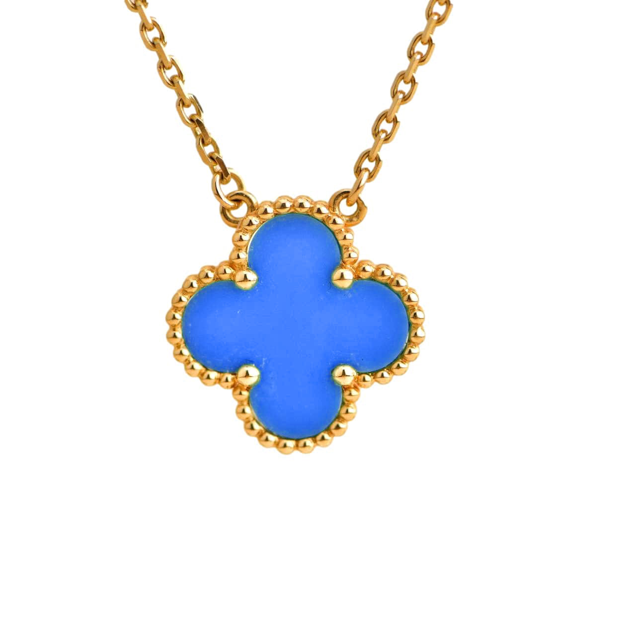 [Valéa jewellery]CLOVER 15MM BLUE AGATE NECKLACE