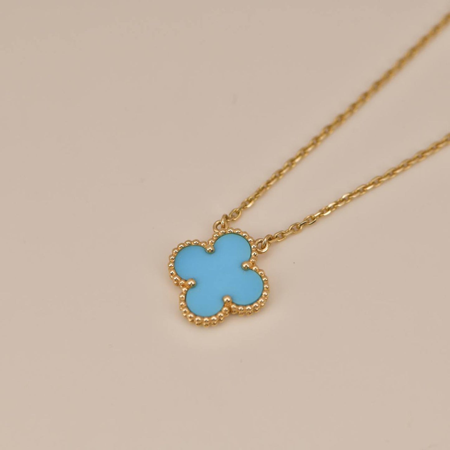 [Valéa jewellery]CLOVER 15MM VINTAGE TURQUOISE NECKLACE