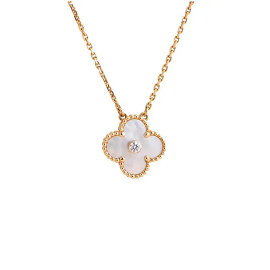 [Valéa jewellery]CLOVER 15MM DIAMOND WHITE FRITILLARIA NECKLACE