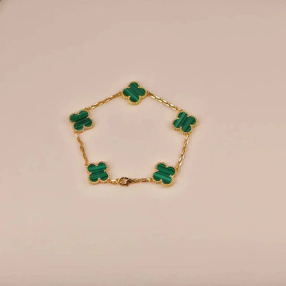 [Valéa jewellery]CLOVER 5 MOTIFS MALACHITE BRACELET