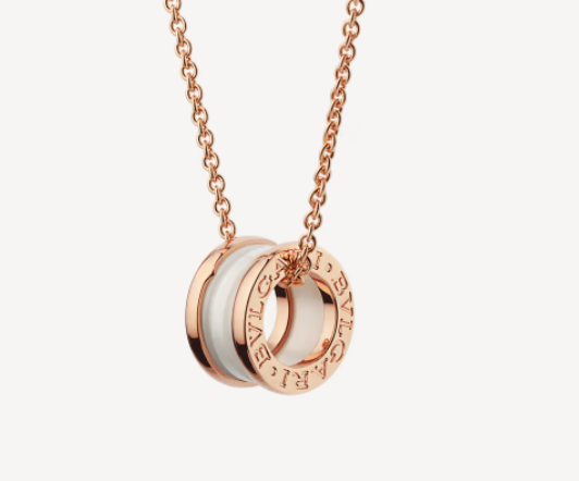 [valéa jewellery]ZERO 1 WHITE CERAMIC PINK GOLD NECKLACE