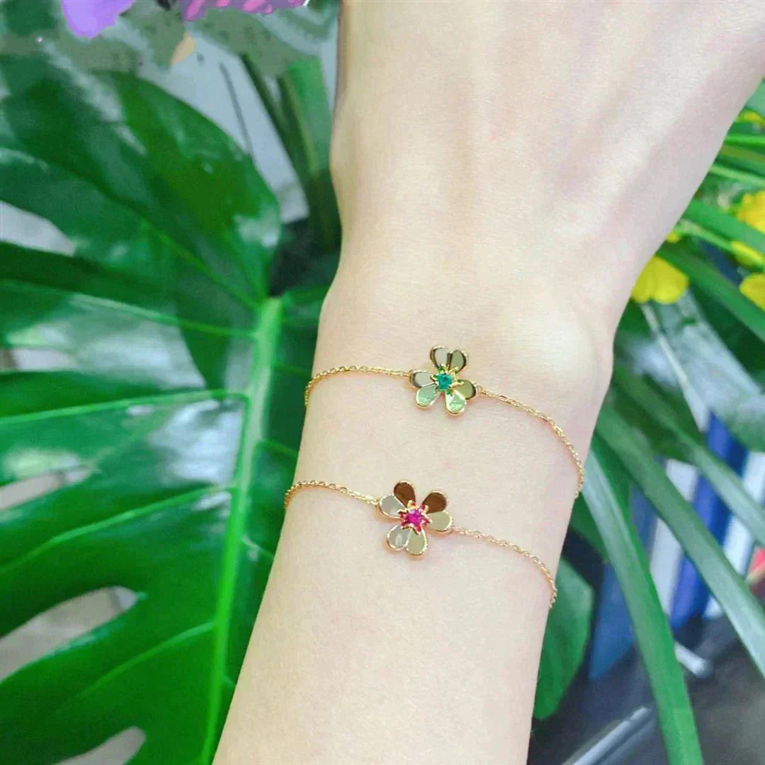 [Valéa jewellery]FRIVOLE GOLD FLOWER PINK MALACHITE BRACELET