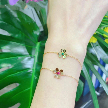 [Valéa jewellery]FRIVOLE GOLD FLOWER PINK MALACHITE BRACELET