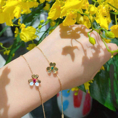 [Valéa jewellery]FRIVOLE GOLD FLOWER PINK MALACHITE BRACELET