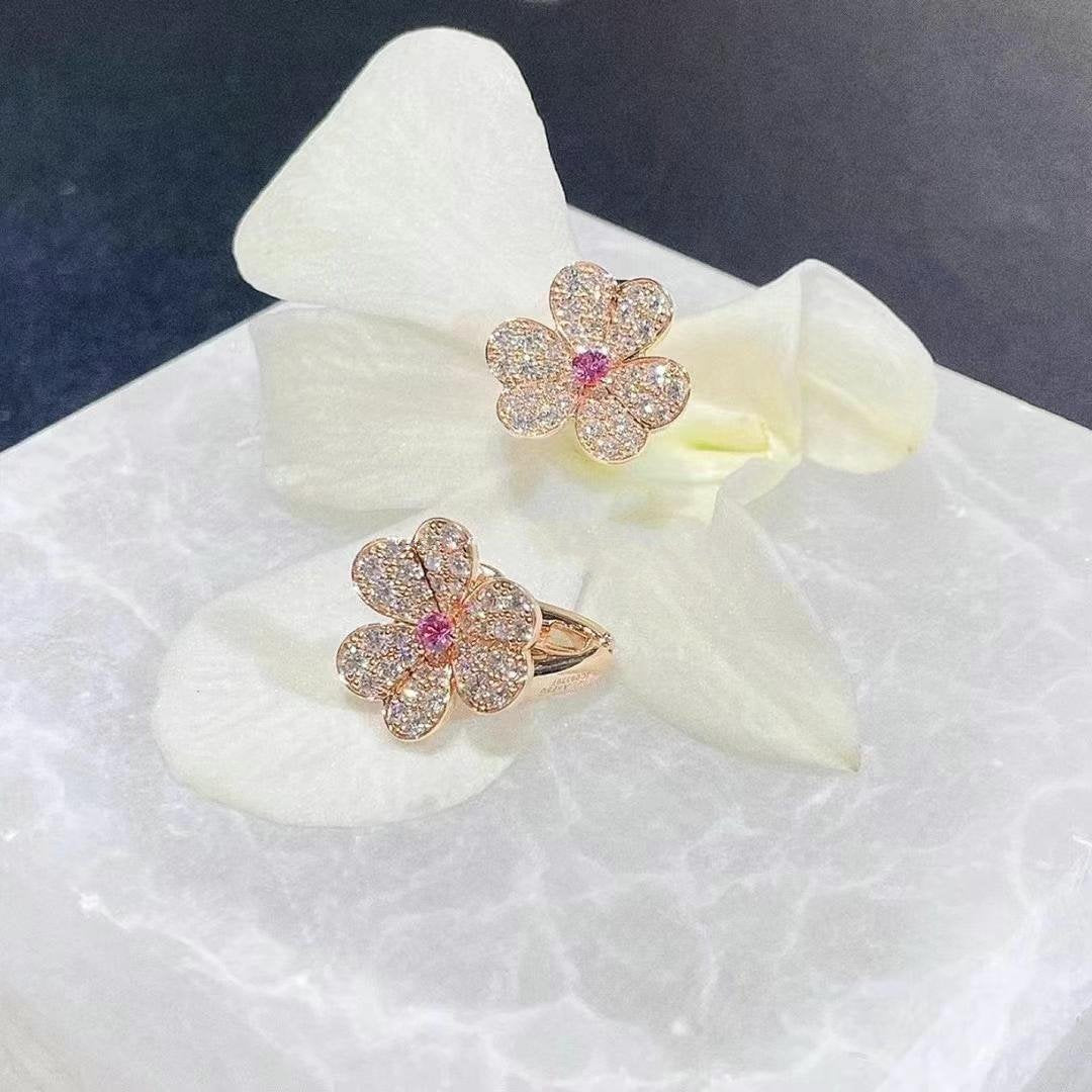 [Valéa jewellery]FRIVOLE PINK GOLD FLOWER DIAMOND EARRINGS