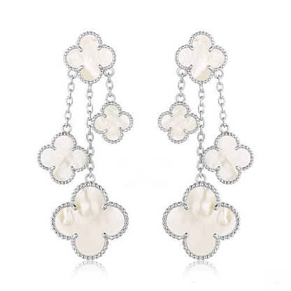 [valéa jewellery]CLOVER EARRINGS WHITE MOP 4 MOTIFS SILVER