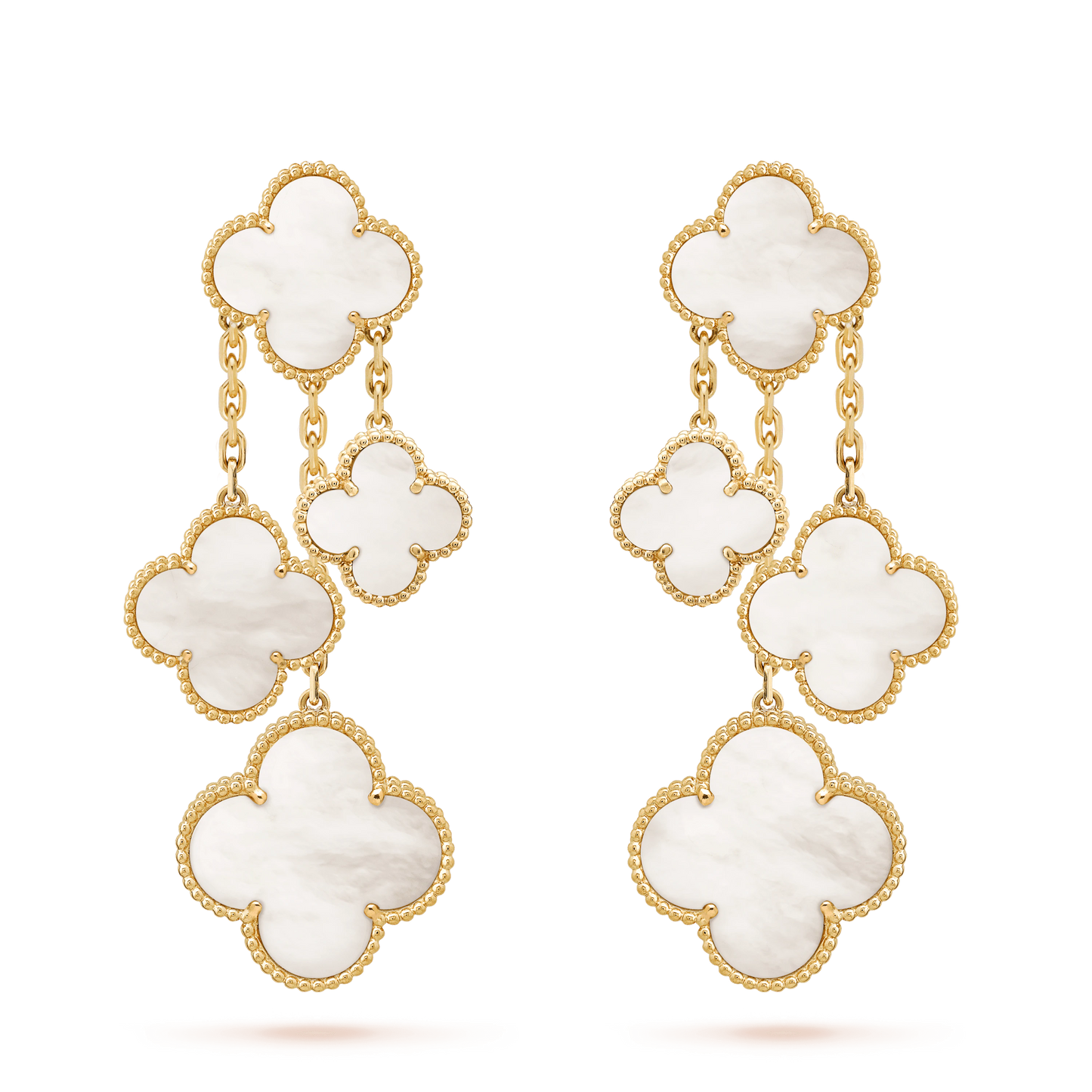 [valéa jewellery]CLOVER EARRINGS WHITE MOP 4 MOTIFS GOLD