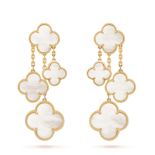 [valéa jewellery]CLOVER EARRINGS WHITE MOP 4 MOTIFS GOLD