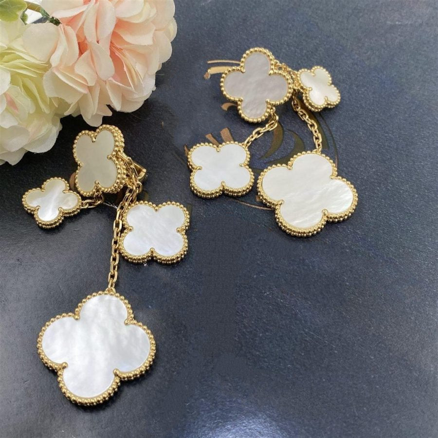 [valéa jewellery]CLOVER EARRINGS WHITE MOP 4 MOTIFS GOLD