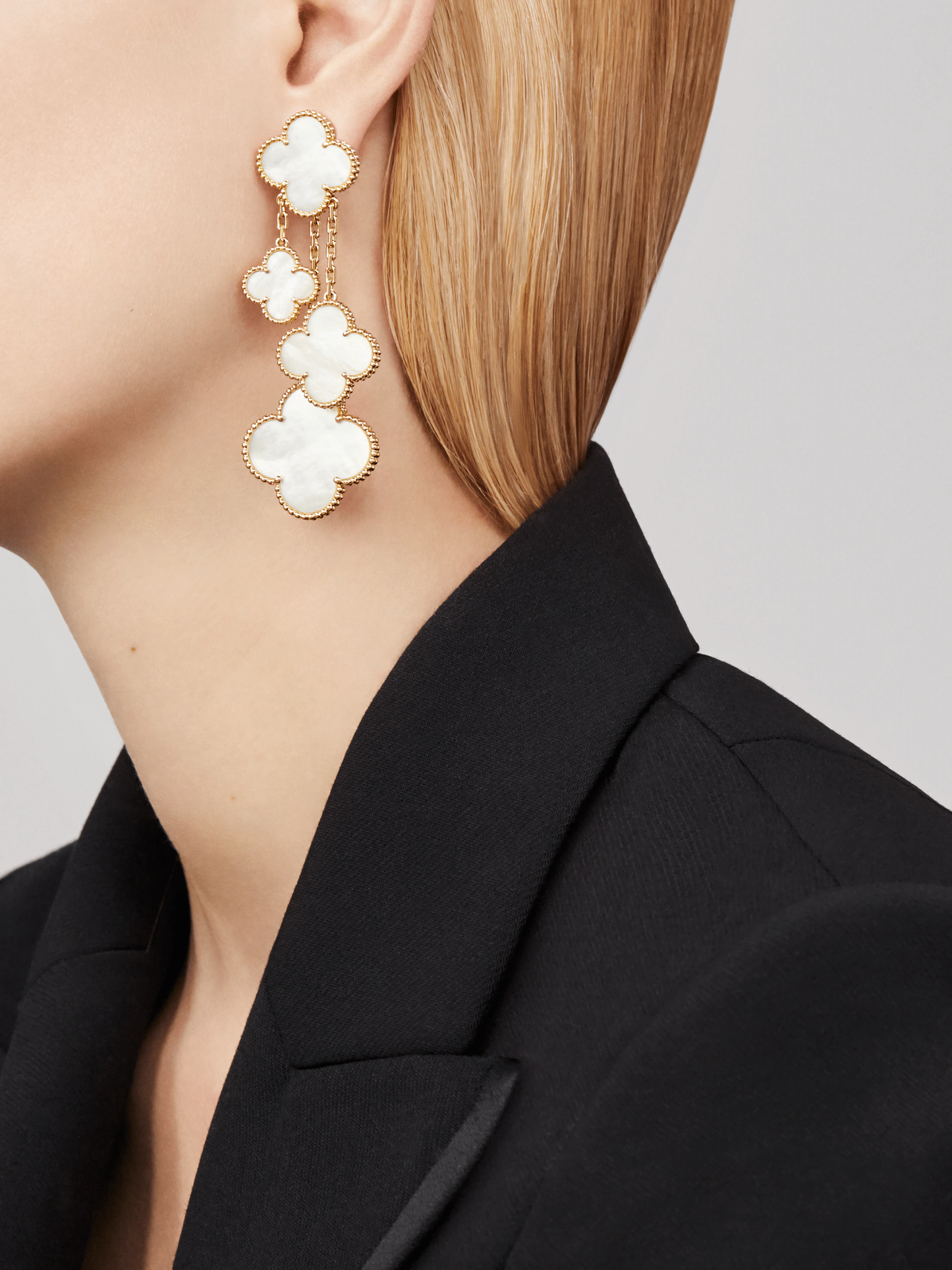 [valéa jewellery]CLOVER EARRINGS WHITE MOP 4 MOTIFS GOLD