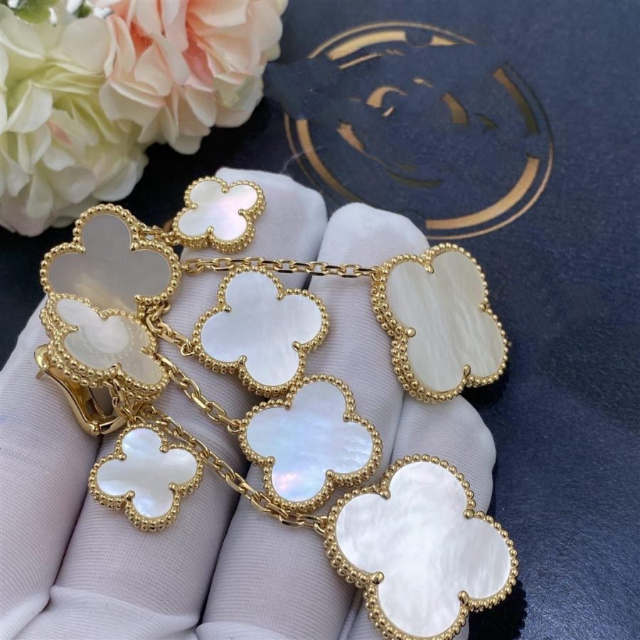 [valéa jewellery]CLOVER EARRINGS WHITE MOP 4 MOTIFS GOLD