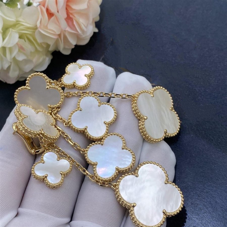 [valéa jewellery]CLOVER EARRINGS WHITE MOP 4 MOTIFS GOLD