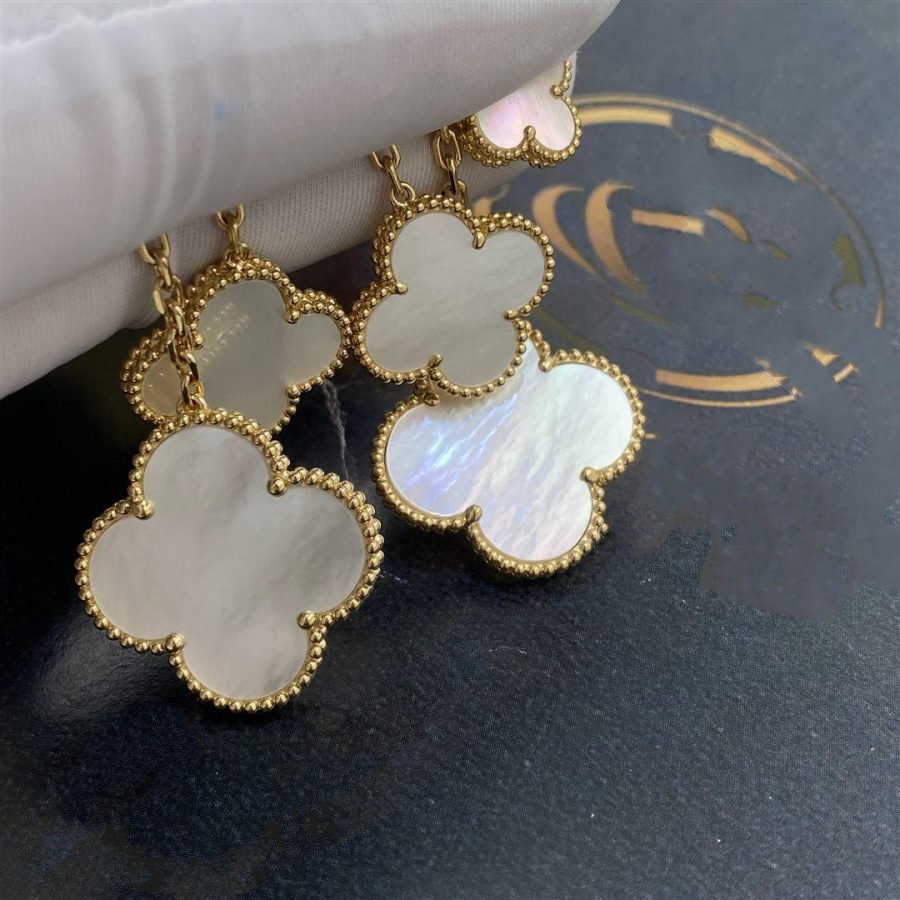 [valéa jewellery]CLOVER EARRINGS WHITE MOP 4 MOTIFS GOLD