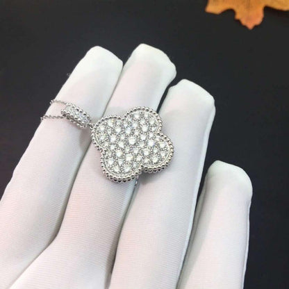 [Valéa jewellery]CLOVER 25MM SILVER FULL DIAMOND BIG CLOVER NECKLACE