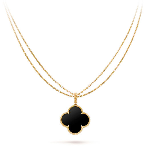 [Valéa jewellery]CLOVER 25MM GOLD ONYX BIG CLOVER NECKLACE