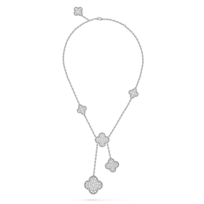 [Valéa jewellery]CLOVER 5 MOTIFS SILVER DIAMONDS NECKLACE