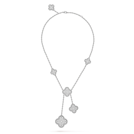 [Valéa jewellery]CLOVER 5 MOTIFS SILVER DIAMONDS NECKLACE