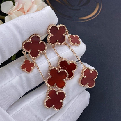 [valéa jewellery]CLOVER EARRINGS CARNELIAN 4 MOTIFS PINK GOLD