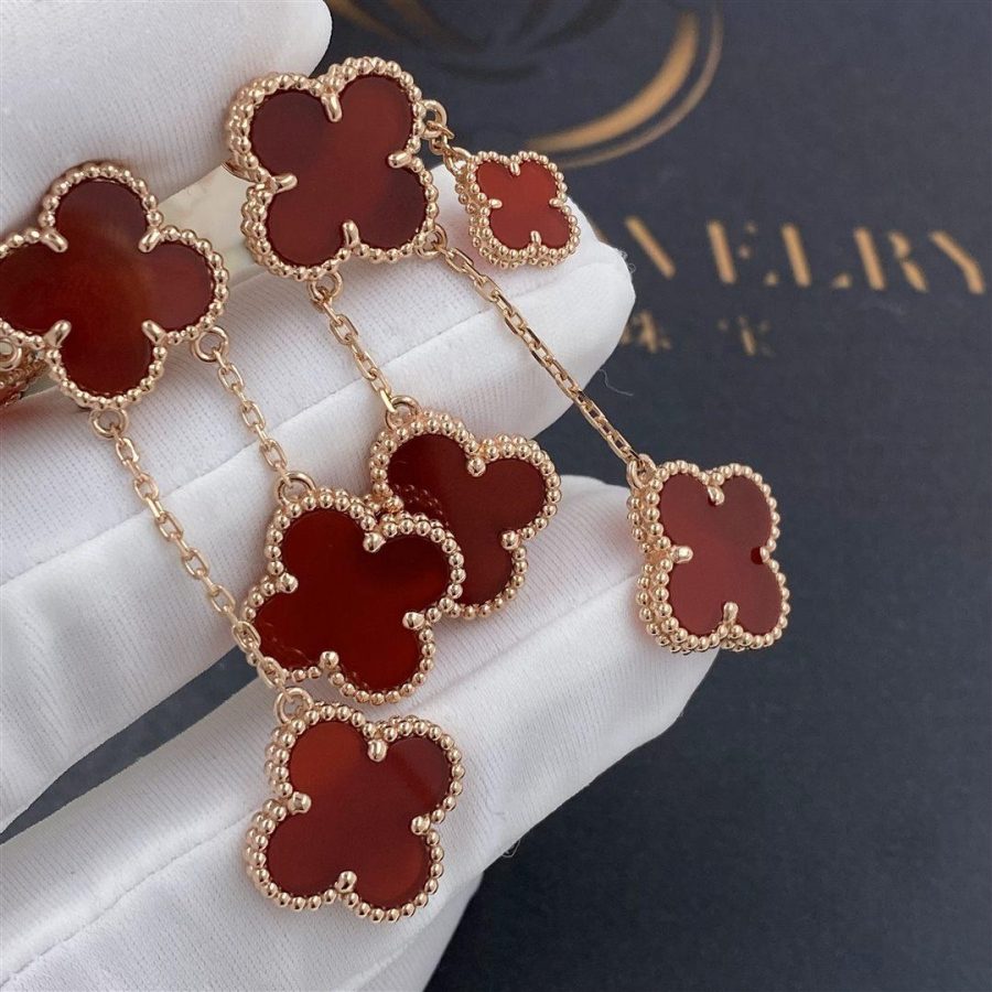 [valéa jewellery]CLOVER EARRINGS CARNELIAN 4 MOTIFS PINK GOLD