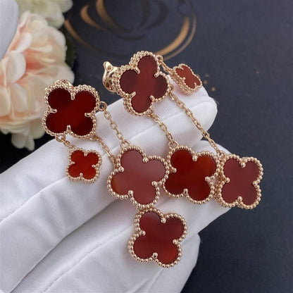 [valéa jewellery]CLOVER EARRINGS CARNELIAN 4 MOTIFS PINK GOLD