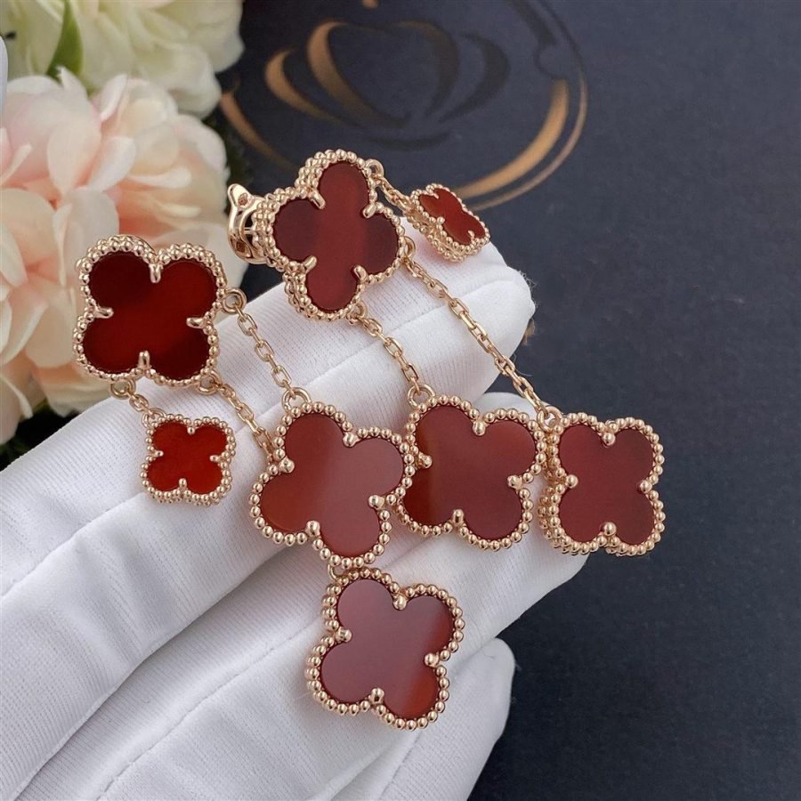 [valéa jewellery]CLOVER EARRINGS CARNELIAN 4 MOTIFS PINK GOLD