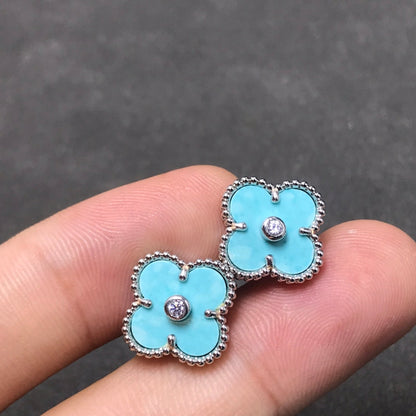 [Valéa jewellery]CLOVER 1 DIAMOND BLUE SKY SILVER EARRINGS