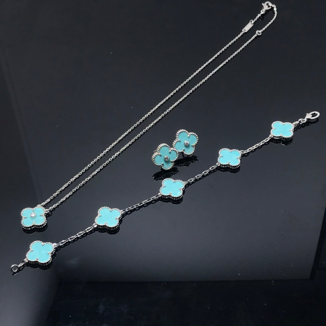 [Valéa jewellery]CLOVER 1 DIAMOND BLUE SKY SILVER EARRINGS