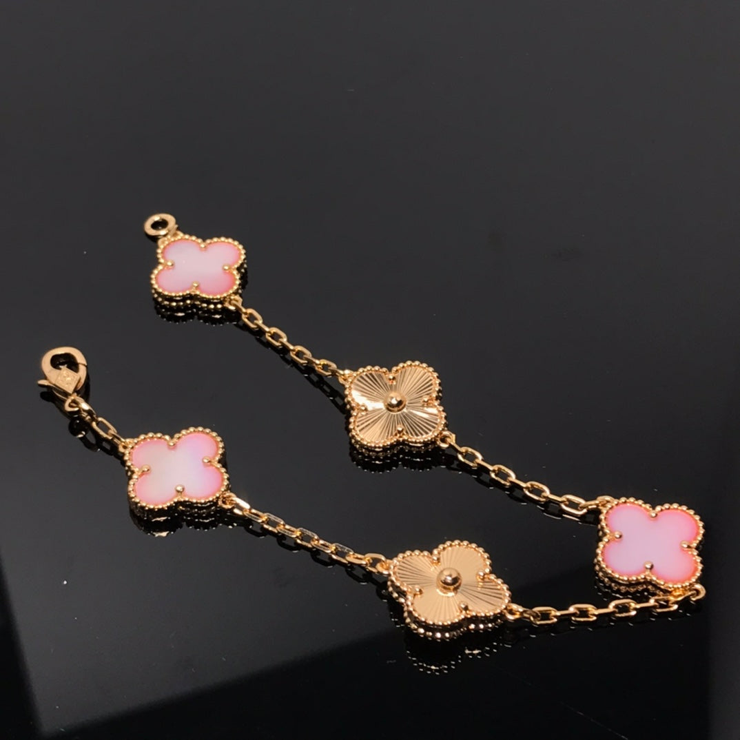 [Valéa jewellery]CLOVER BRACELET 5 MOTIF PINK AND PINK GOLD