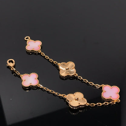 [Valéa jewellery]CLOVER BRACELET 5 MOTIF PINK AND PINK GOLD