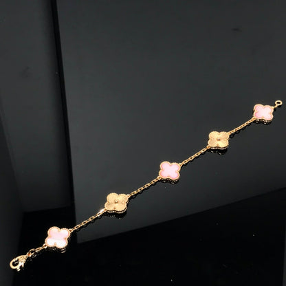 [Valéa jewellery]CLOVER BRACELET 5 MOTIF PINK AND PINK GOLD