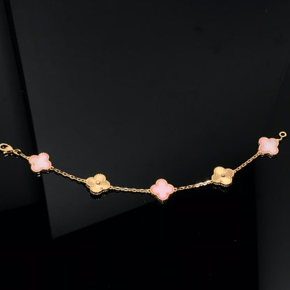 [Valéa jewellery]CLOVER BRACELET 5 MOTIF PINK AND PINK GOLD