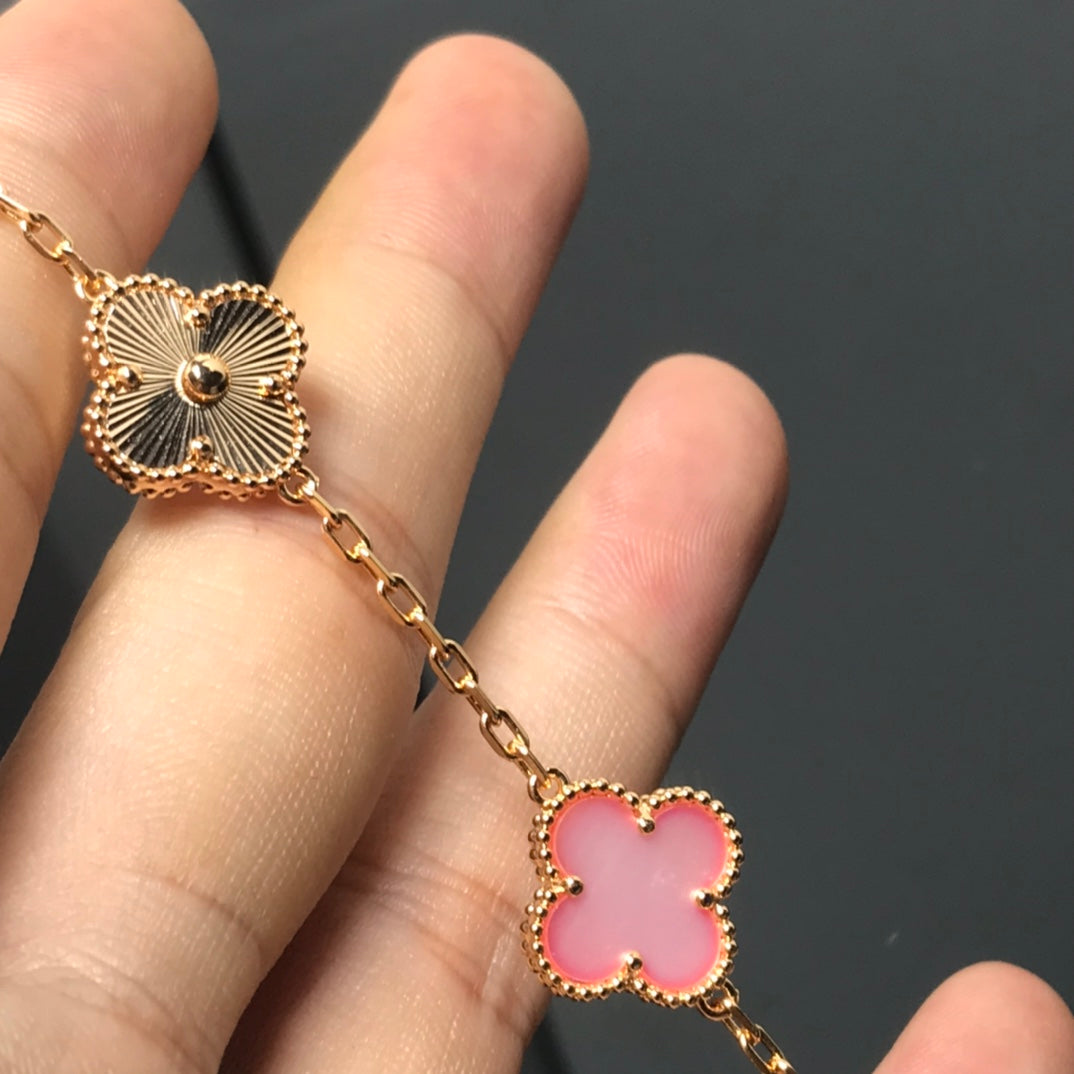 [Valéa jewellery]CLOVER BRACELET 5 MOTIF PINK AND PINK GOLD