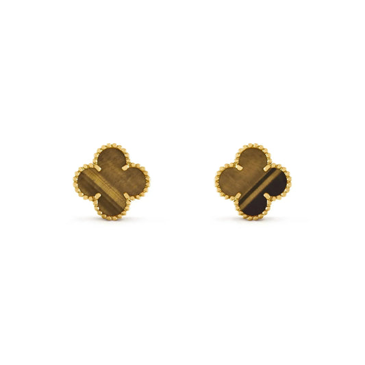 [Valéa jewellery]CLOVER MEDIUM 1 MOTIFS TIGER EYE EARRINGS