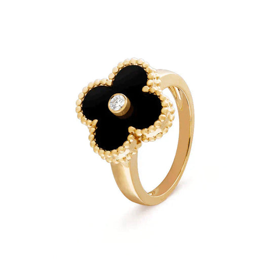 [Valéa jewellery]CLOVER ONYX RING GOLD DIAMOND