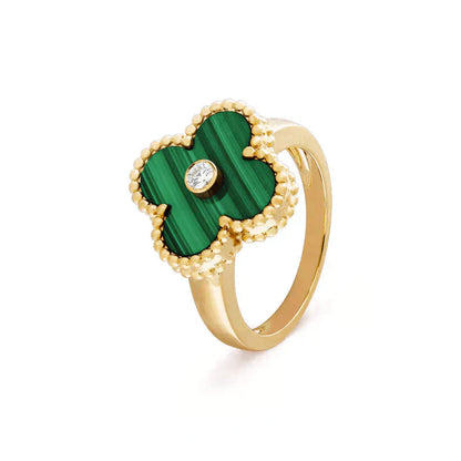 [Valéa jewellery]CLOVER MALACHITE RING GOLD DIAMOND