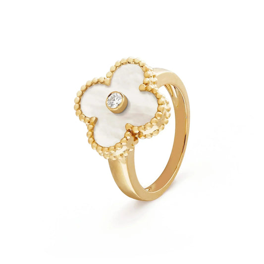 [Valéa jewellery]CLOVER PINK MOP RING GOLD DIAMOND