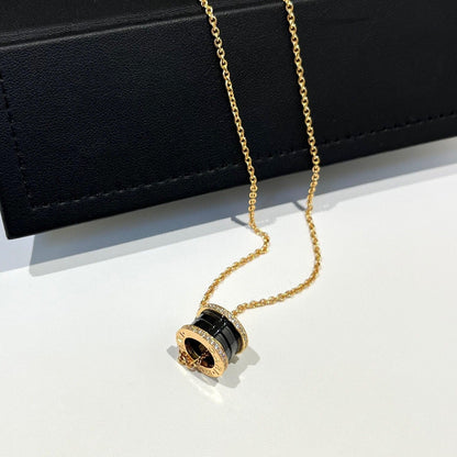 [valéa jewellery]ZERO 1 BLACK CERAMIC DIAMOND PINK GOLD NECKLACE